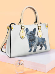 Women's Bulldog Patchwork Art Leather Tote Shoulder Bag