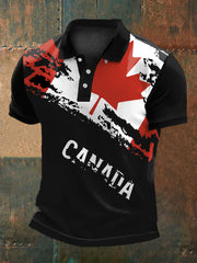 Men's Canadian Flag Maple Leaf Print Casual Top
