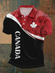 Men's Canadian Maple Leaf Print Casual Top
