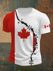 Men's Canadian Maple Leaf Print Casual Short Sleeve T-shirt