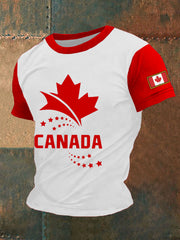 Men's Canadian Maple Leaf Print Casual Short Sleeve T-shirt