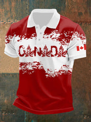Men's Canadian Maple Leaf Print Casual Short Sleeve Tee