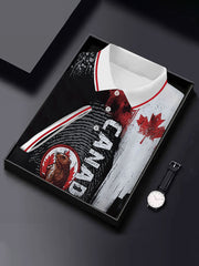 Men's Canadian Maple Leaf Printed Casual Short Sleeve Top