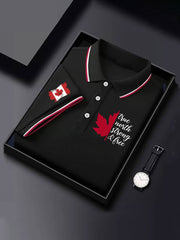 Men's Canada True North Strong And Free Print Button T-Shirt