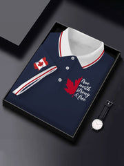 Men's Canada True North Strong And Free Print Button T-Shirt