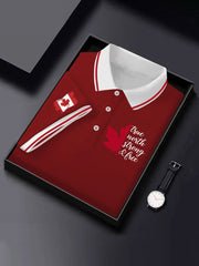 Men's Canada True North Strong And Free Print Button T-Shirt