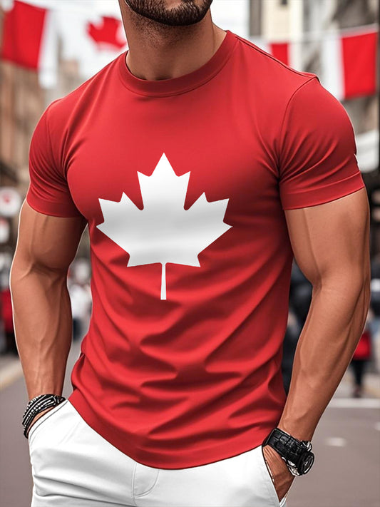 Men's Canadian Maple Leaf Print Casual Tee