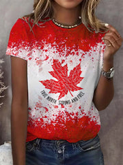 Women's Canada Flag Maple Leaf Short Sleeve T-shirt