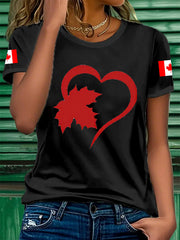 Women's Happy Canada Day Canadian Maple Leaf  Print Casual Top