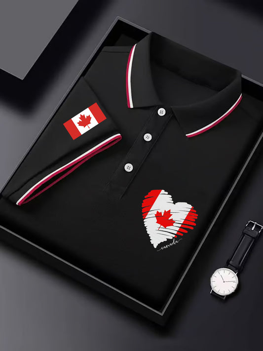 Men's Canadian Maple Leaf Print Casual Short Sleeve Tee