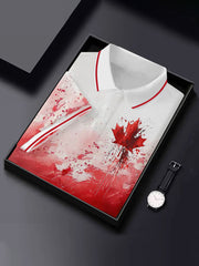 Men's Canadian Maple Leaf Printed Casual Short Sleeve Top