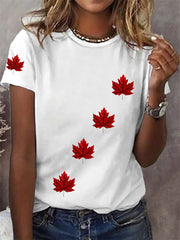 Women's Canadian Maple Leaf Print Casual Tee