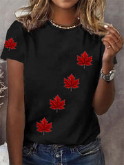 Women's Canadian Maple Leaf Print Casual Tee