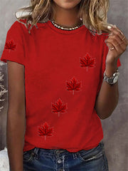 Women's Canadian Maple Leaf Print Casual Tee