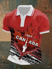 Men's Canada Print Casual Button-Down Top