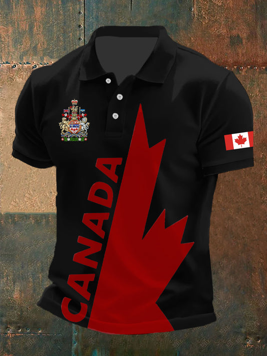 Men's Canadian Flag Maple Leaf Canadian Armed Forces Print Casual Top