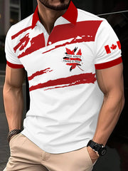 Men's Canadian Flag Maple Leaf Print Casual Top