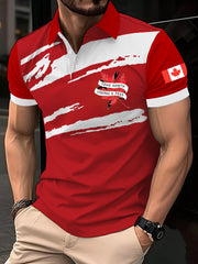 Men's Canadian Flag Maple Leaf Print Casual Top