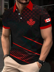 Men's Canadian Flag Maple Leaf Print Casual Top