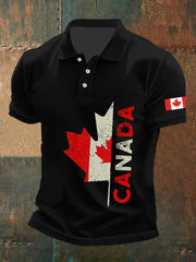 Men's Canadian Flag Maple Leaf Print Casual Top