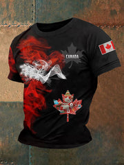 Men's Canadian Flag Maple Leaf Print Casual Tee