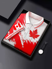 Men's Happy Canada Day Canadian Maple Leaf  Print Casual Top