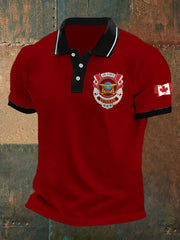 Men's Canadian Air Force Veteran Print Casual Button Top