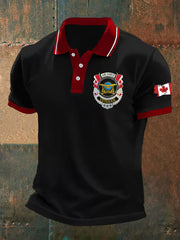 Men's Canadian Air Force Veteran Print Casual Button Top