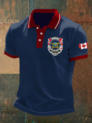 Men's Canadian Air Force Veteran Print Casual Button Top