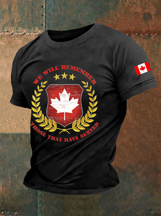 Men's Canadian Veterans Print Casual T-Shirt