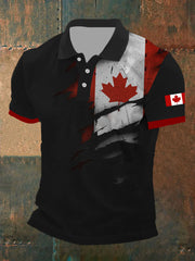 Men's Canadian Flag Maple Leaf Print Casual Top