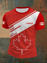 Men's Canadian Flag Maple Leaf Print Casual T-shirt
