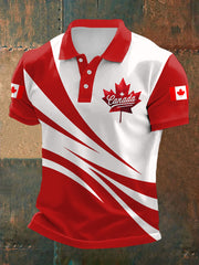 Men's Canadian Flag Maple Leaf Print Casual Top