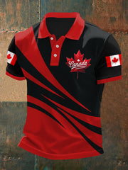 Men's Canadian Flag Maple Leaf Print Casual Top