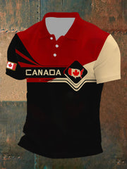 Men's Canadian Maple Leaf Print Casual Top