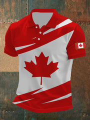 Men's Canadian Flag Maple Leaf Print Casual Top