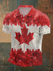 Men's Canadian Maple Leaf Print Casual Top