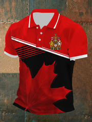 Men's Canada Print Casual Button T-Shirt