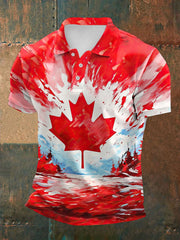 Men's Canadian Maple Leaf Nature Landscape Oil Painting Print Casual Top
