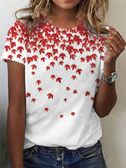Women's Canadian Maple Leaf Printed Casual T-Shirt