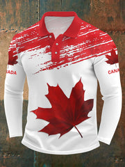 Men's Canadian Maple Leaf Print Casual Long-Sleeve Top