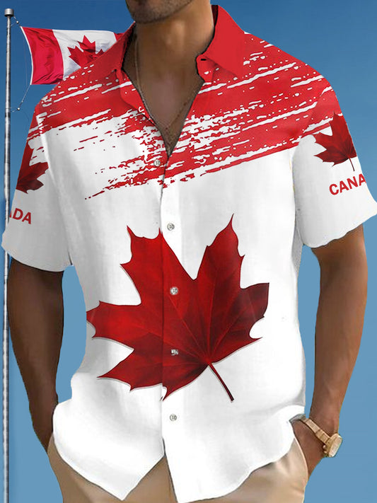 Men's Canadian Maple Leaf Print Casual Shirt