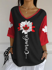 Women's Proud Canadian Canadian Maple Leaf Print Casual Half-Sleeve T-Shirt