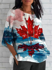 Women's Canada Maple Print Casual Shirt
