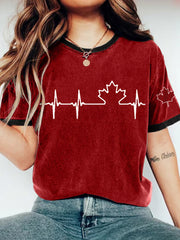 Women's Canadian Maple Leaf Print Casual Tee