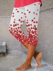 Women's Canadian Maple Leaf Print Casual Leggings