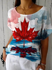 Women's Canada Maple Print Casual Shirt