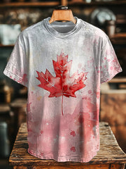 Men's Canadian Maple Leaf Printed Casual T-Shirt