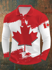 Men's Canadian Maple Leaf Print Casual Long-Sleeve Top