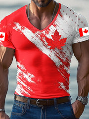 Men's Happy Canada Day Canadian Maple Leaf Print Casual Top